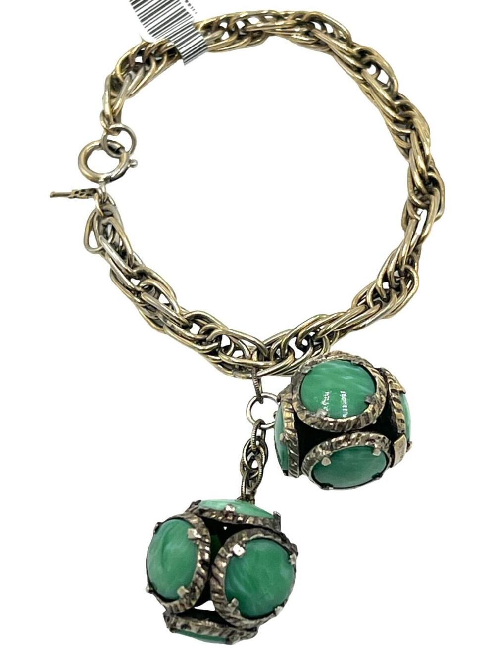 Vintage Crown Trifari Lariat Dangle Stained Glass Bracelet